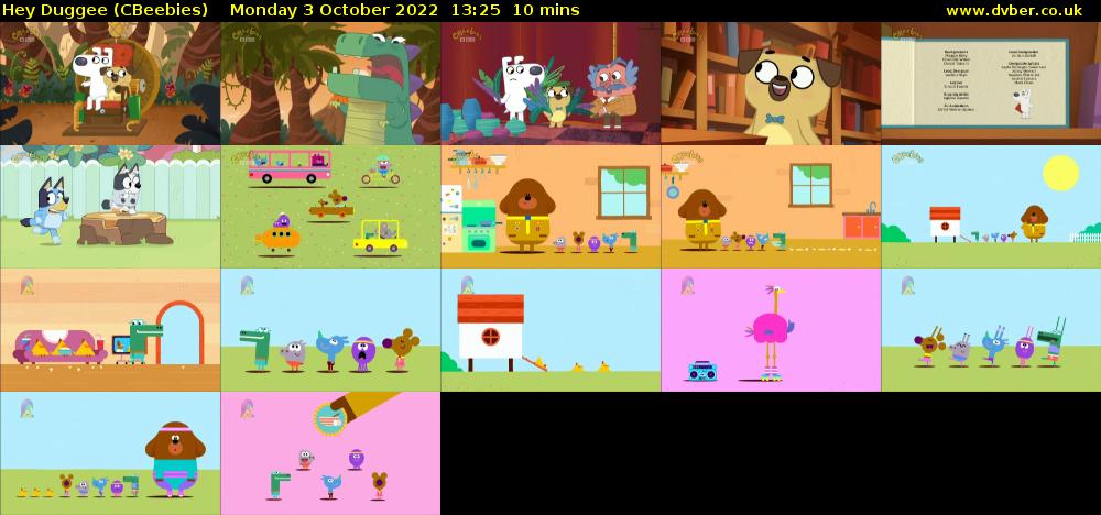 Hey Duggee (CBeebies) Monday 3 October 2022 13:25 - 13:35