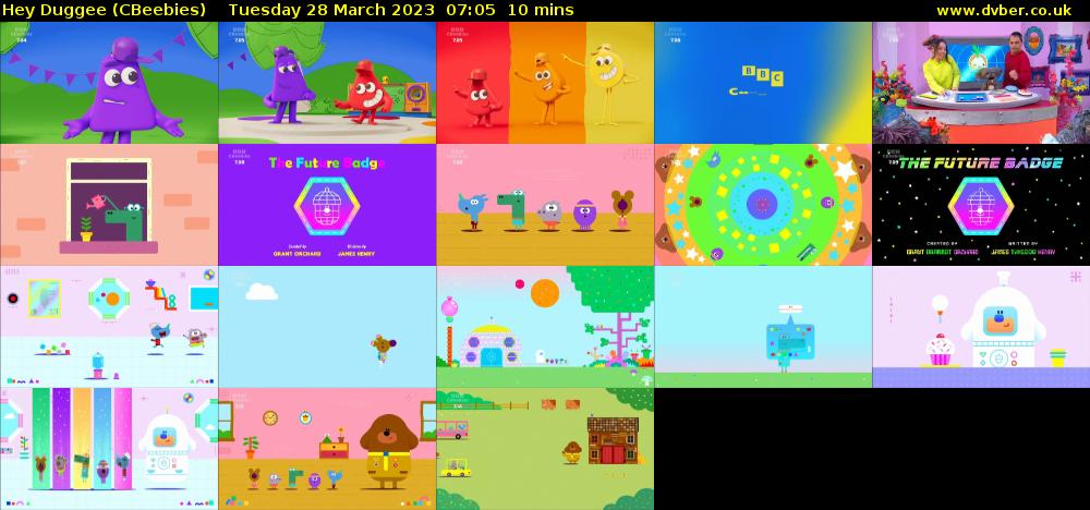Hey Duggee (CBeebies) Tuesday 28 March 2023 07:05 - 07:15