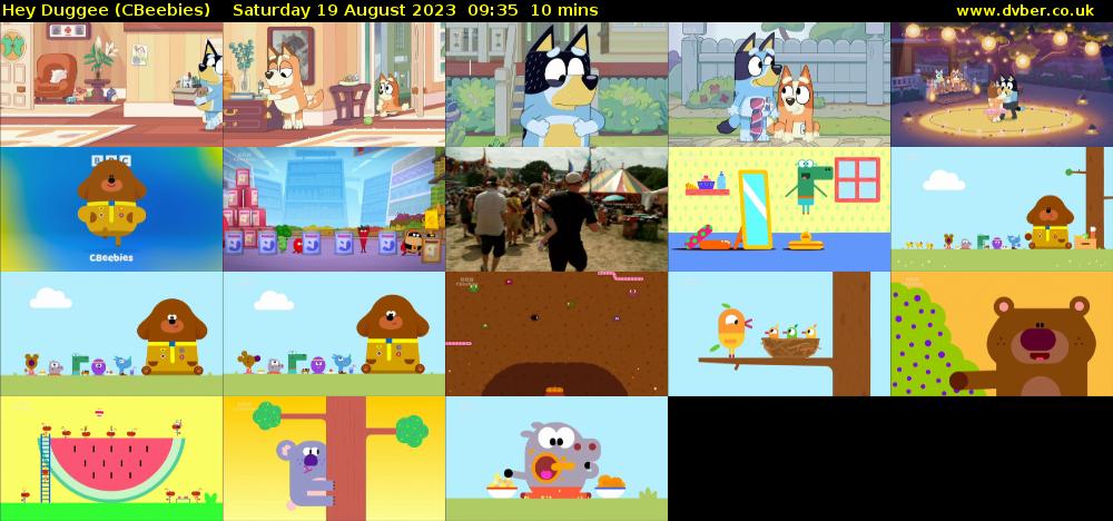 Hey Duggee (CBeebies) Saturday 19 August 2023 09:35 - 09:45