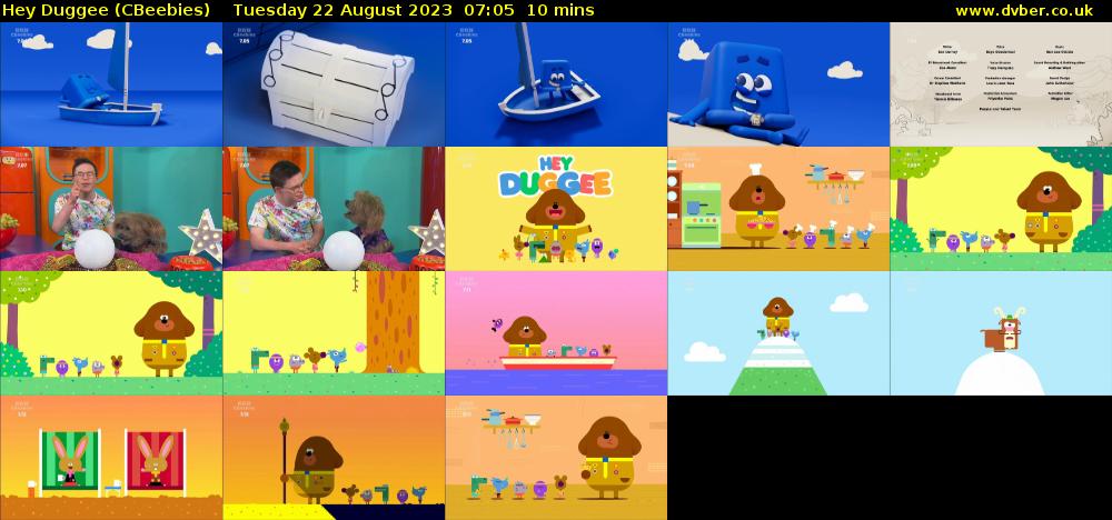 Hey Duggee (CBeebies) Tuesday 22 August 2023 07:05 - 07:15