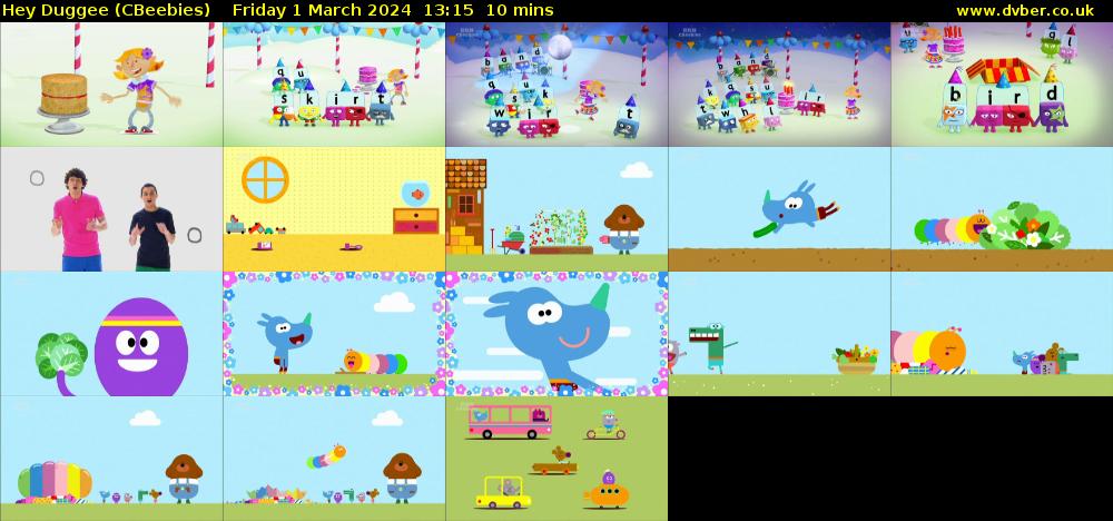 Hey Duggee (CBeebies) Friday 1 March 2024 13:15 - 13:25