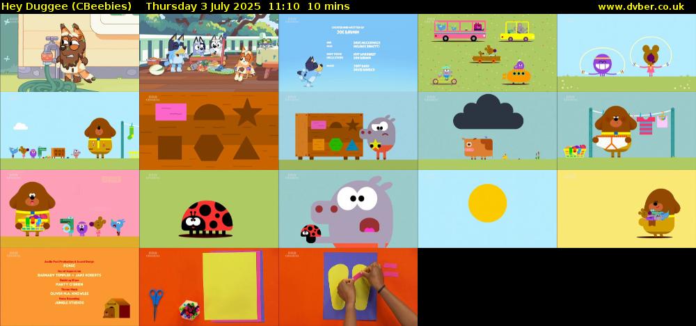 Hey Duggee (CBeebies) Thursday 3 July 2025 11:10 - 11:20