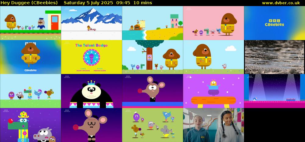 Hey Duggee (CBeebies) Saturday 5 July 2025 09:45 - 09:55