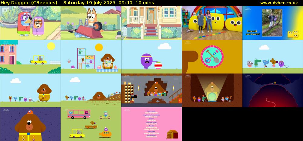 Hey Duggee (CBeebies) Saturday 19 July 2025 09:40 - 09:50