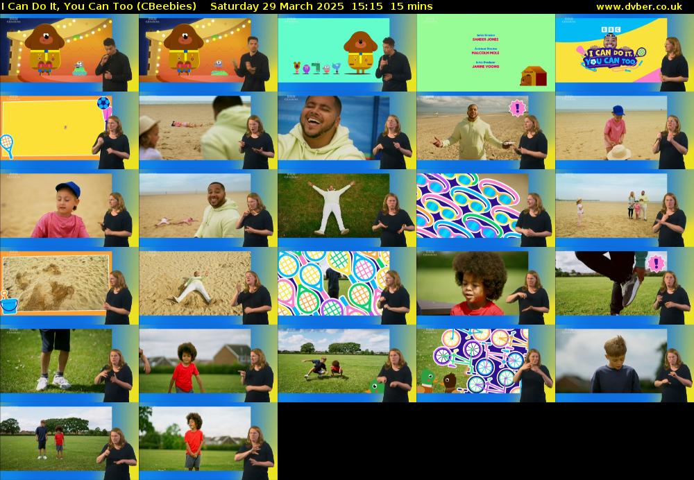 I Can Do It, You Can Too (CBeebies) Saturday 29 March 2025 15:15 - 15:30
