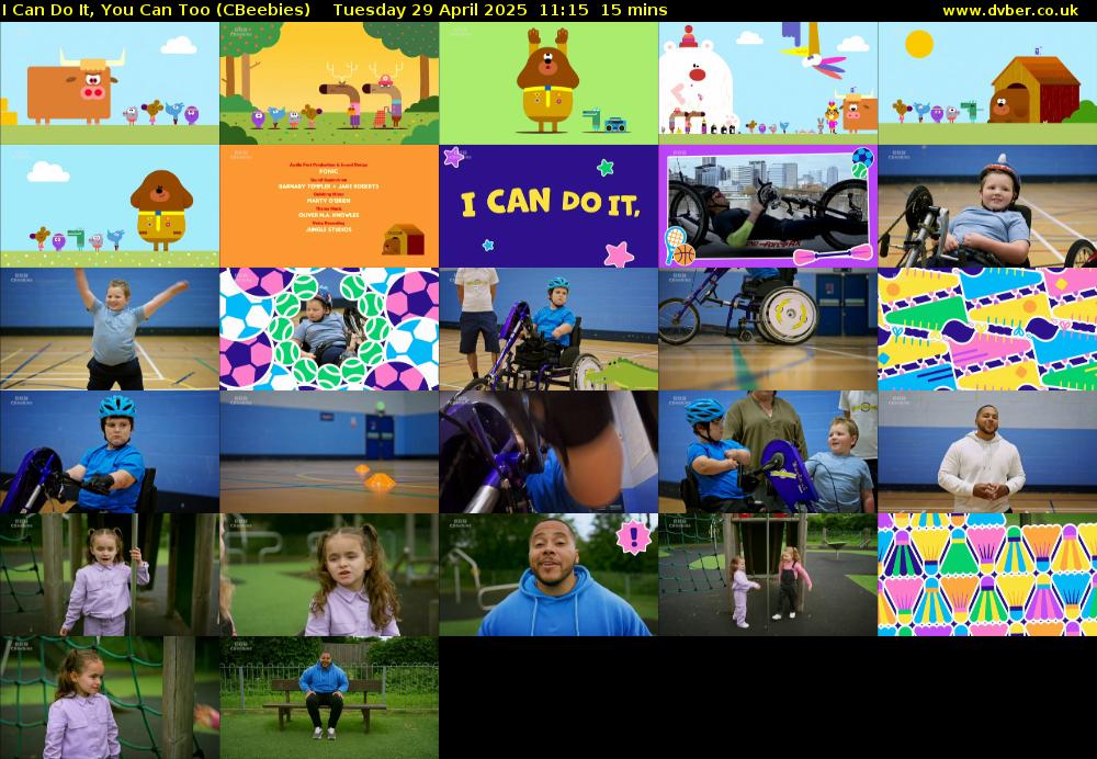I Can Do It, You Can Too (CBeebies) Tuesday 29 April 2025 11:15 - 11:30