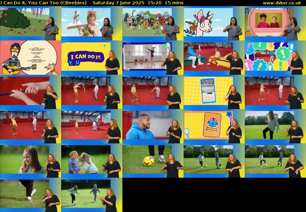 I Can Do It, You Can Too (CBeebies) Saturday 7 June 2025 15:20 - 15:35
