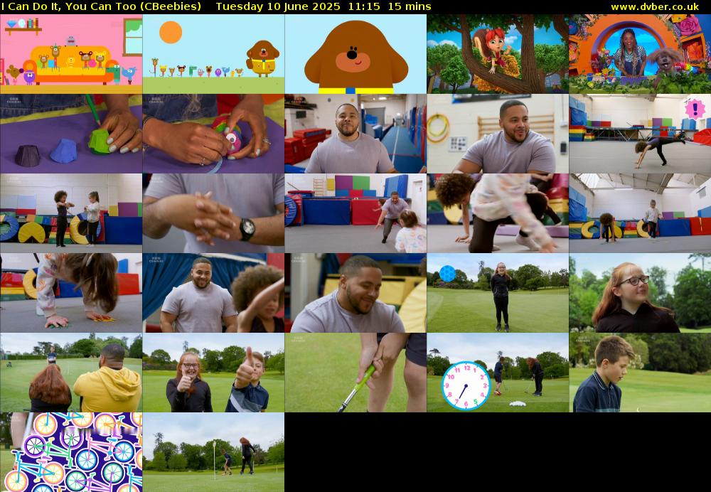 I Can Do It, You Can Too (CBeebies) Tuesday 10 June 2025 11:15 - 11:30
