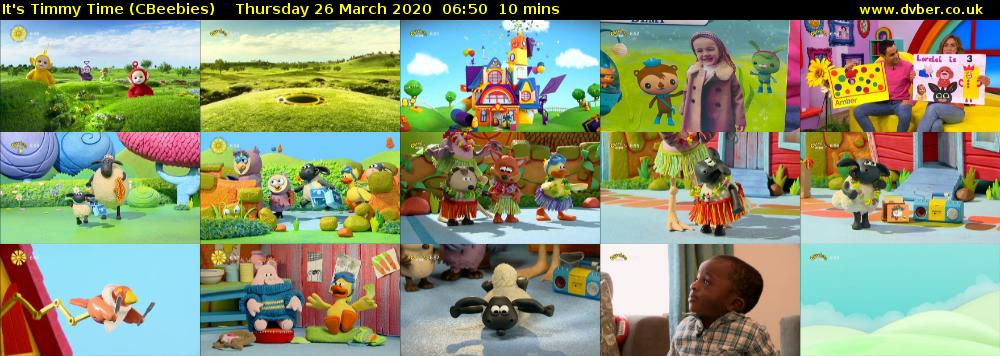 It's Timmy Time (CBeebies) Thursday 26 March 2020 06:50 - 07:00
