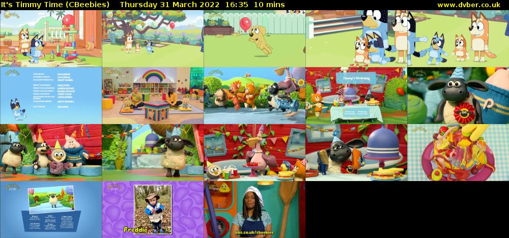 It's Timmy Time (CBeebies) Thursday 31 March 2022 16:35 - 16:45