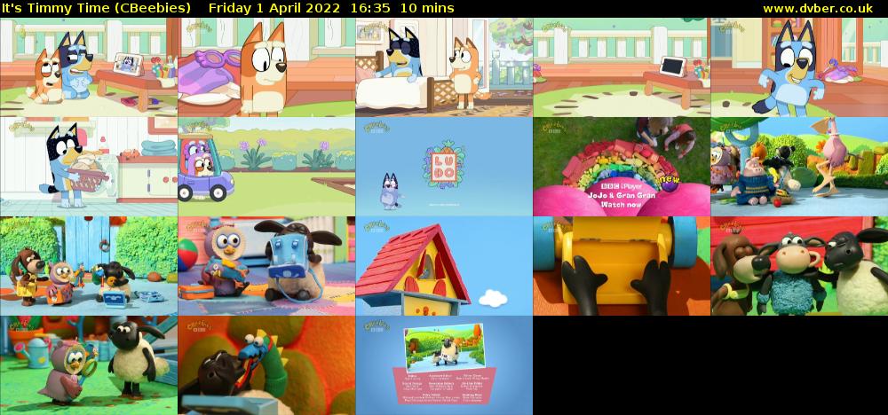 It's Timmy Time (CBeebies) Friday 1 April 2022 16:35 - 16:45