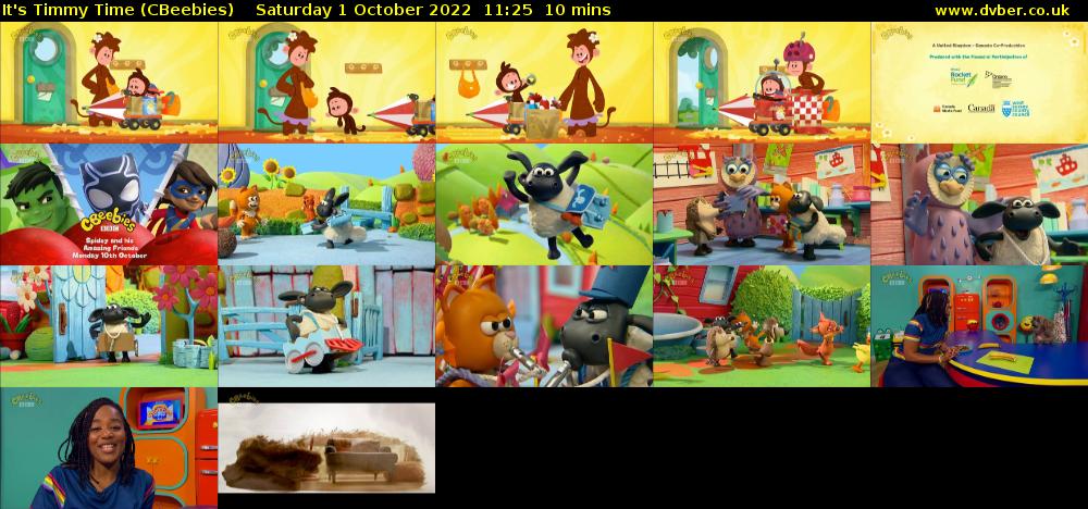 It's Timmy Time (CBeebies) Saturday 1 October 2022 11:25 - 11:35