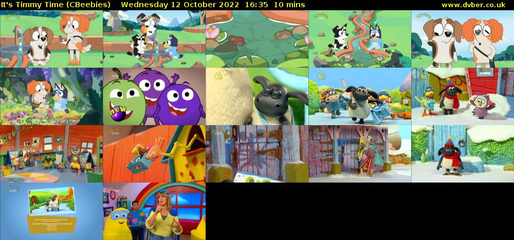 It's Timmy Time (CBeebies) Wednesday 12 October 2022 16:35 - 16:45