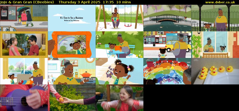 JoJo & Gran Gran (CBeebies) Thursday 3 April 2025 17:35 - 17:45