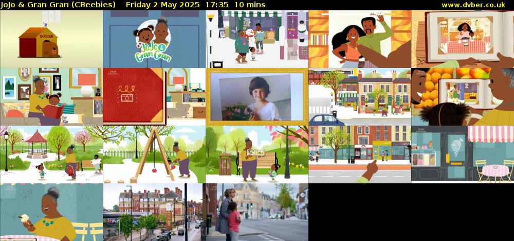 JoJo & Gran Gran (CBeebies) Friday 2 May 2025 17:35 - 17:45