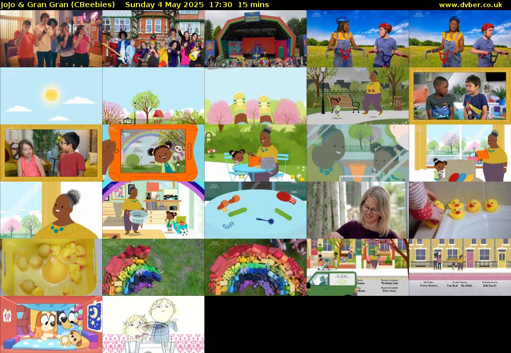 JoJo & Gran Gran (CBeebies) Sunday 4 May 2025 17:30 - 17:45