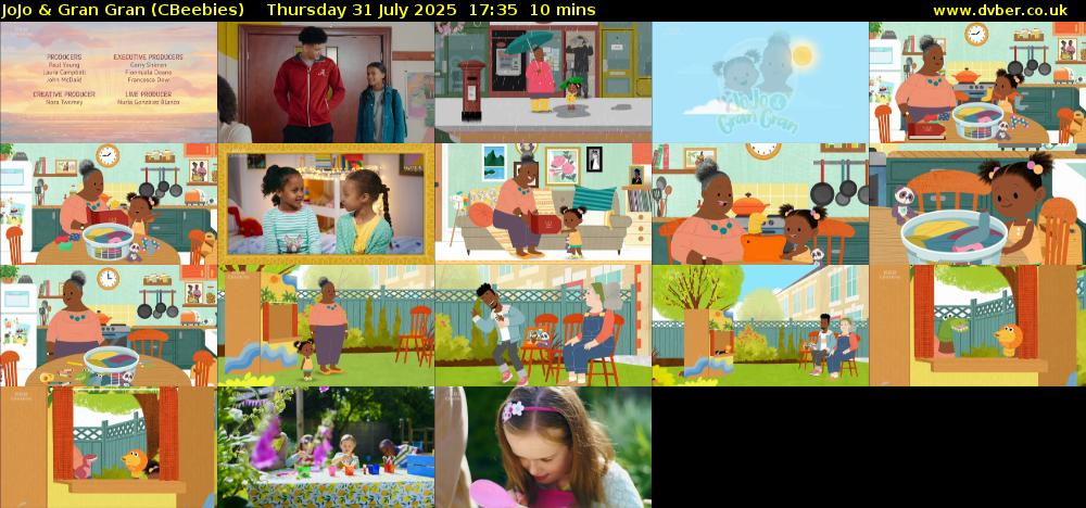 JoJo & Gran Gran (CBeebies) Thursday 31 July 2025 17:35 - 17:45