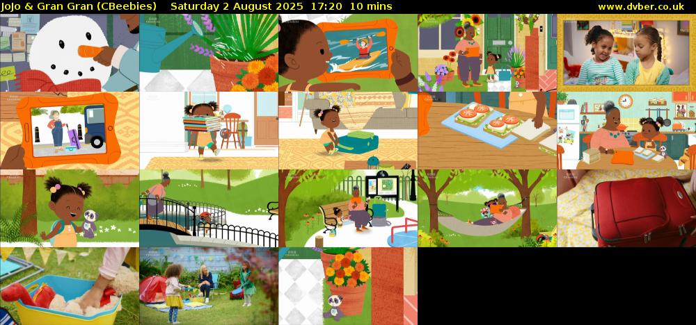 JoJo & Gran Gran (CBeebies) Saturday 2 August 2025 17:20 - 17:30