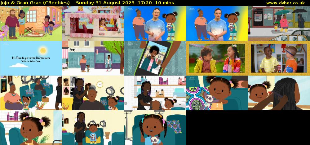 JoJo & Gran Gran (CBeebies) Sunday 31 August 2025 17:20 - 17:30