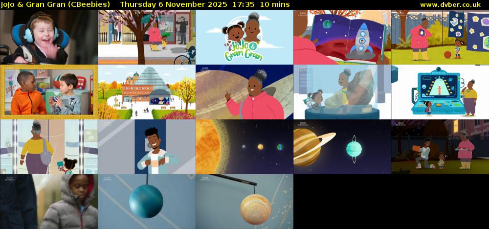 JoJo & Gran Gran (CBeebies) Thursday 6 November 2025 17:35 - 17:45