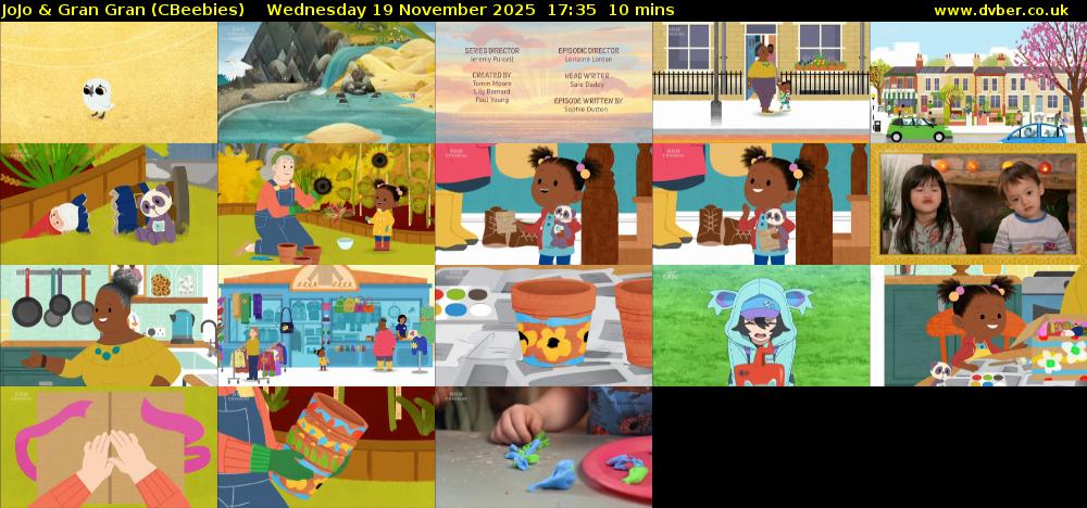JoJo & Gran Gran (CBeebies) Wednesday 19 November 2025 17:35 - 17:45