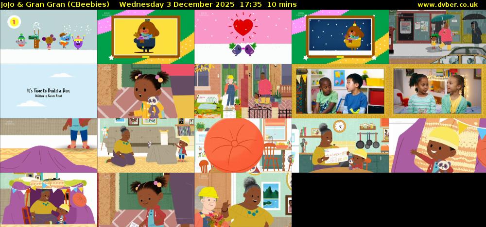 JoJo & Gran Gran (CBeebies) Wednesday 3 December 2025 17:35 - 17:45
