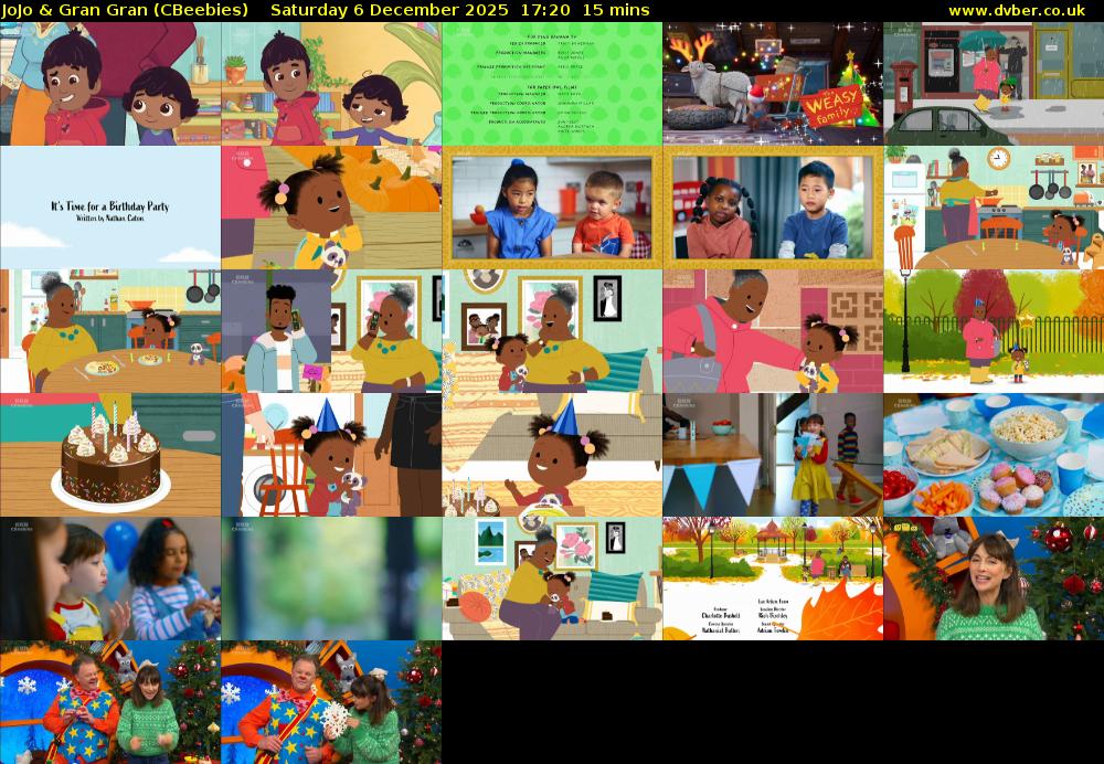 JoJo & Gran Gran (CBeebies) Saturday 6 December 2025 17:20 - 17:35