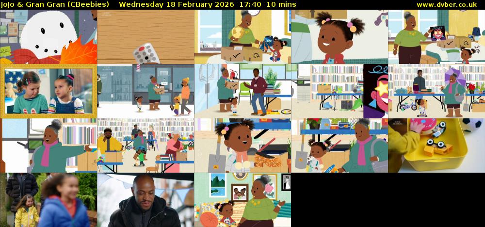 JoJo & Gran Gran (CBeebies) Wednesday 18 February 2026 17:40 - 17:50