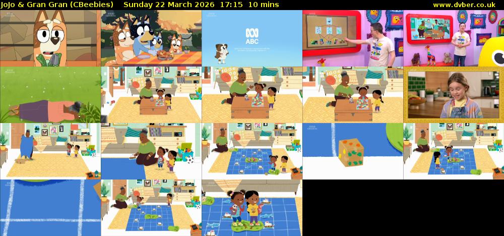 JoJo & Gran Gran (CBeebies) Sunday 22 March 2026 17:15 - 17:25