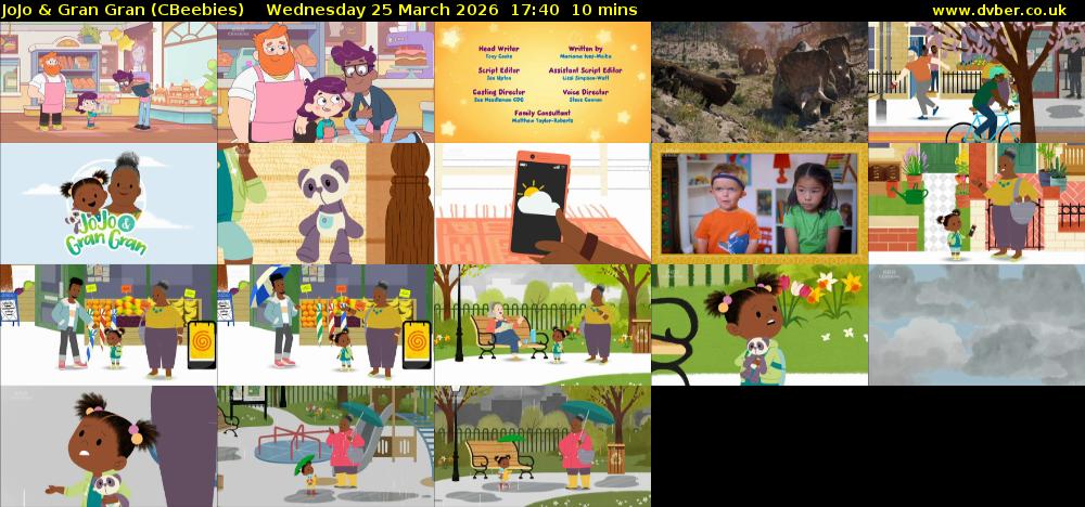 JoJo & Gran Gran (CBeebies) Wednesday 25 March 2026 17:40 - 17:50