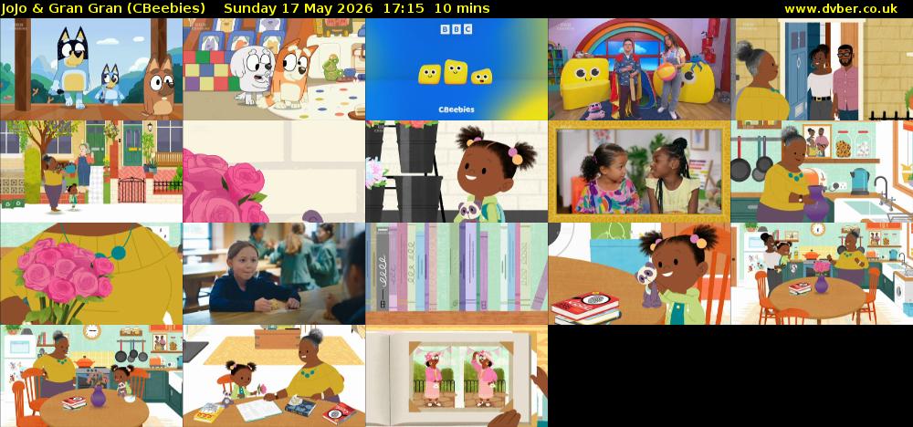 JoJo & Gran Gran (CBeebies) Sunday 17 May 2026 17:15 - 17:25