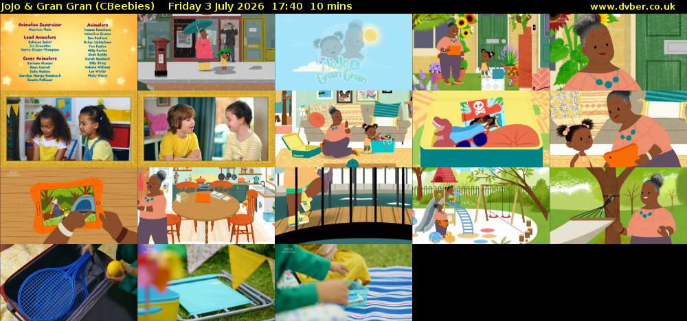 JoJo & Gran Gran (CBeebies) Friday 3 July 2026 17:40 - 17:50