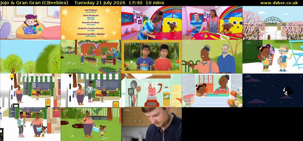 JoJo & Gran Gran (CBeebies) Tuesday 21 July 2026 17:40 - 17:50