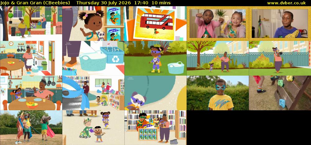 JoJo & Gran Gran (CBeebies) Thursday 30 July 2026 17:40 - 17:50
