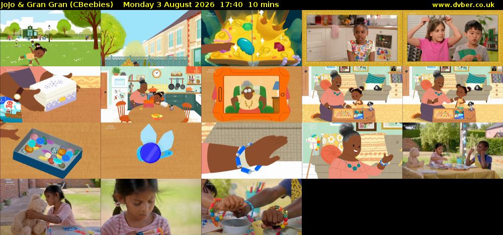 JoJo & Gran Gran (CBeebies) Monday 3 August 2026 17:40 - 17:50