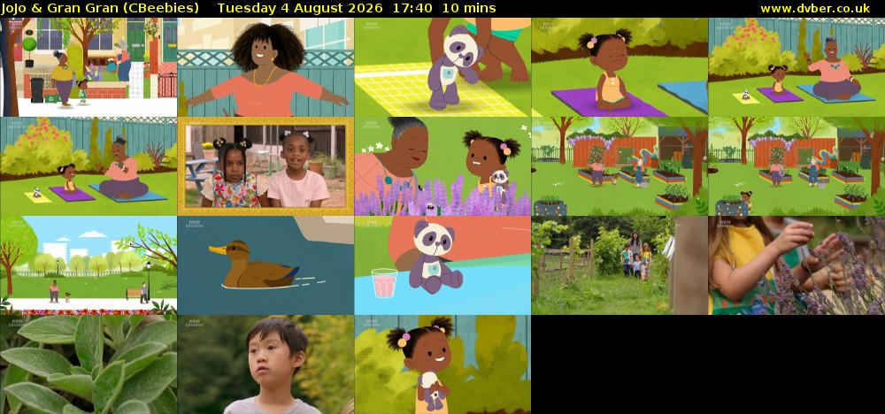 JoJo & Gran Gran (CBeebies) Tuesday 4 August 2026 17:40 - 17:50