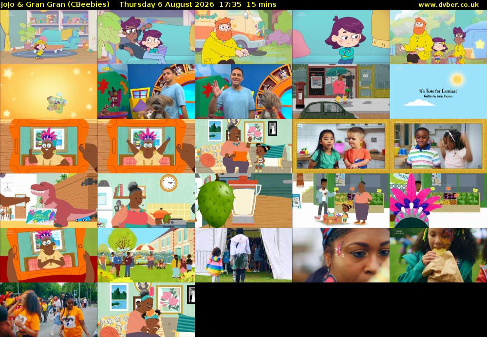 JoJo & Gran Gran (CBeebies) Thursday 6 August 2026 17:35 - 17:50