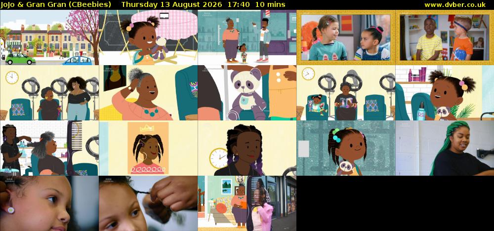 JoJo & Gran Gran (CBeebies) Thursday 13 August 2026 17:40 - 17:50