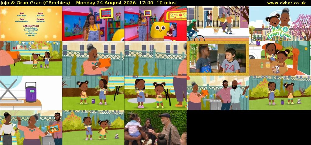 JoJo & Gran Gran (CBeebies) Monday 24 August 2026 17:40 - 17:50