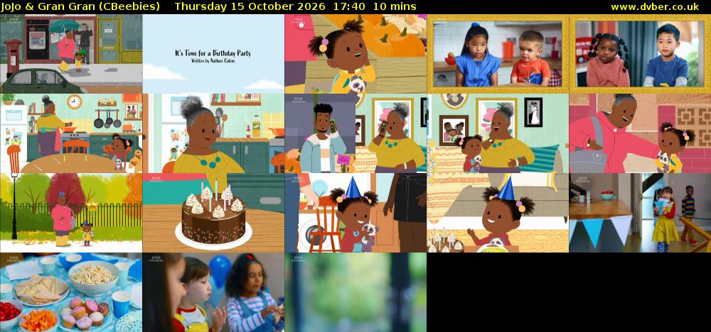 JoJo & Gran Gran (CBeebies) Thursday 15 October 2026 17:40 - 17:50