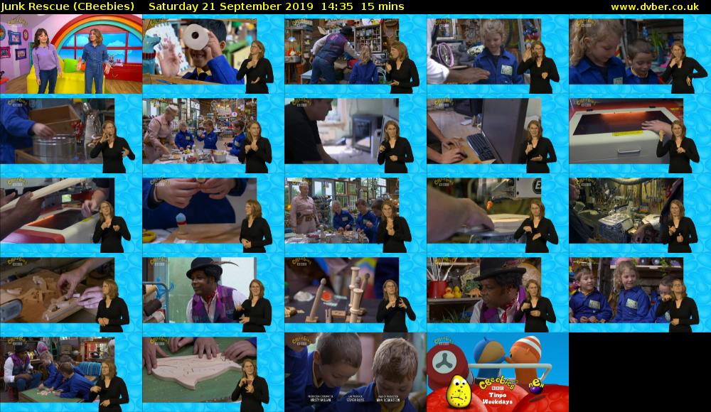 Junk Rescue (CBeebies) Saturday 21 September 2019 14:35 - 14:50