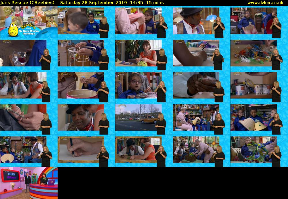 Junk Rescue (CBeebies) Saturday 28 September 2019 14:35 - 14:50