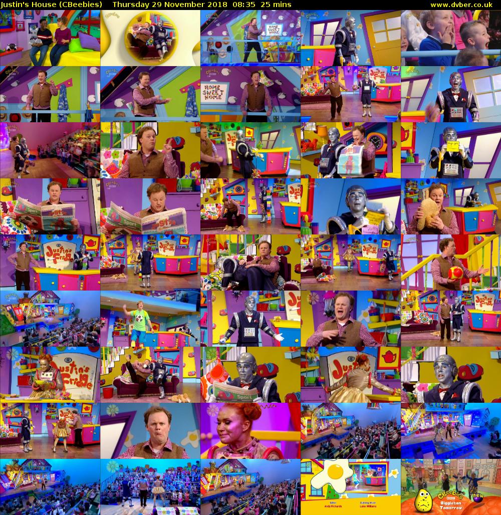 Justin's House (CBeebies) Thursday 29 November 2018 08:35 - 09:00