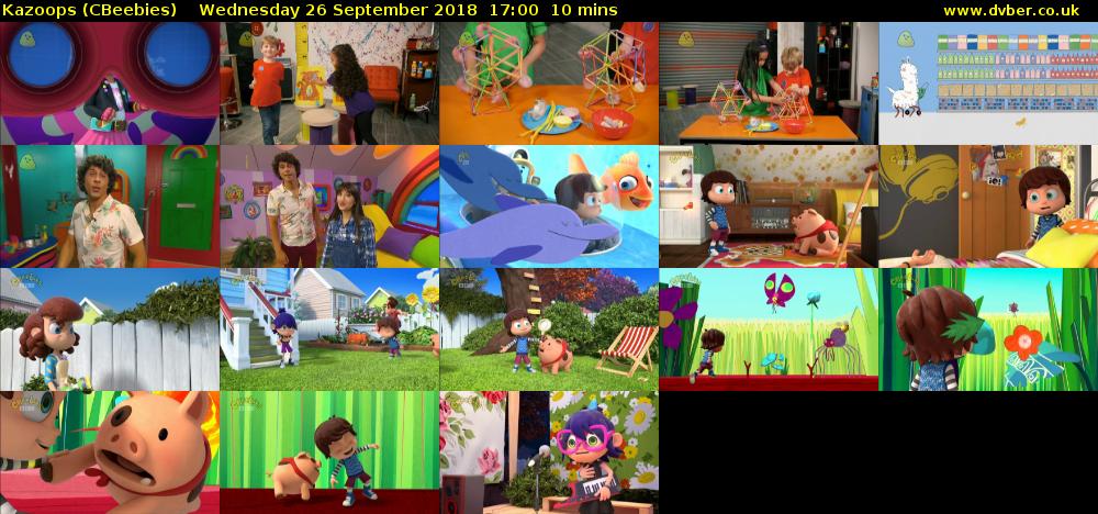 Kazoops (CBeebies) Wednesday 26 September 2018 17:00 - 17:10