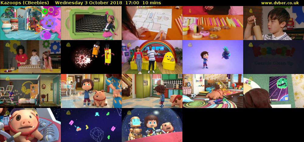 Kazoops (CBeebies) Wednesday 3 October 2018 17:00 - 17:10