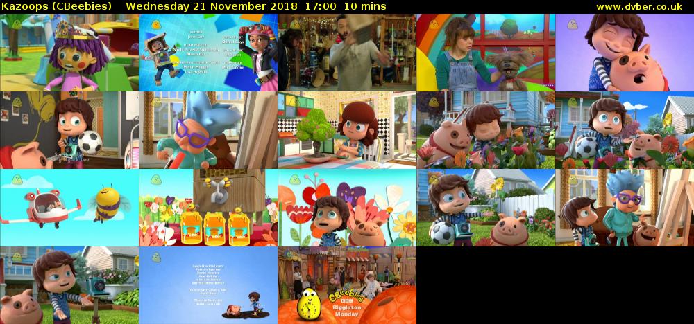 Kazoops (CBeebies) Wednesday 21 November 2018 17:00 - 17:10