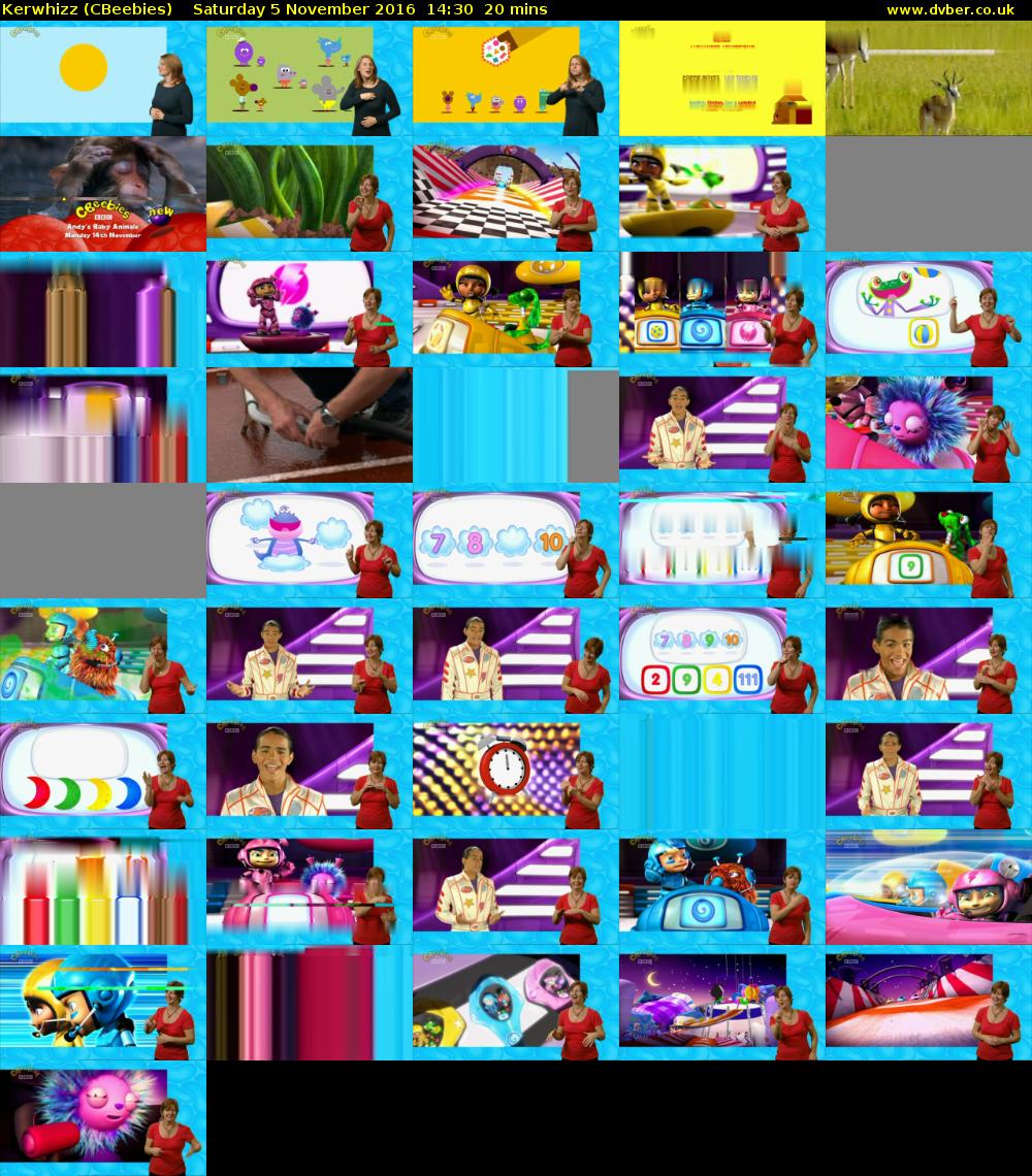 Kerwhizz (CBeebies) Saturday 5 November 2016 14:30 - 14:50