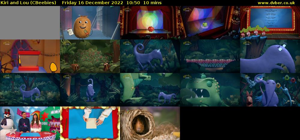 Kiri and Lou (CBeebies) Friday 16 December 2022 10:50 - 11:00