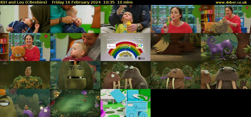 Kiri and Lou (CBeebies) Friday 16 February 2024 10:35 - 10:45