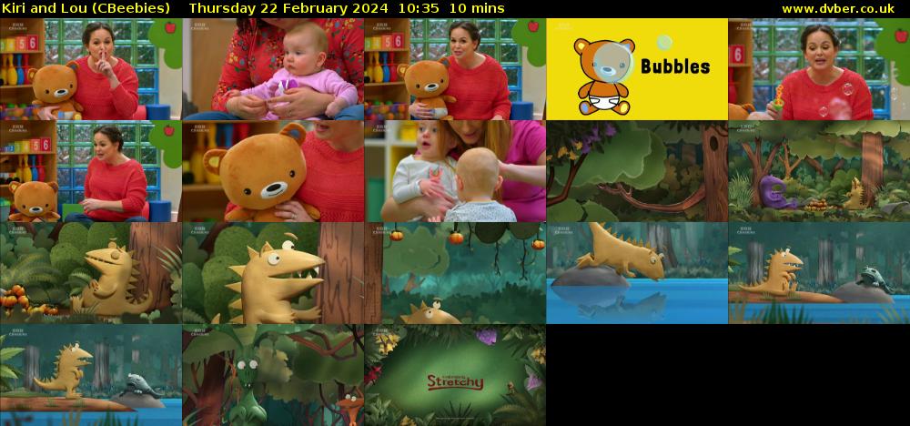 Kiri and Lou (CBeebies) Thursday 22 February 2024 10:35 - 10:45